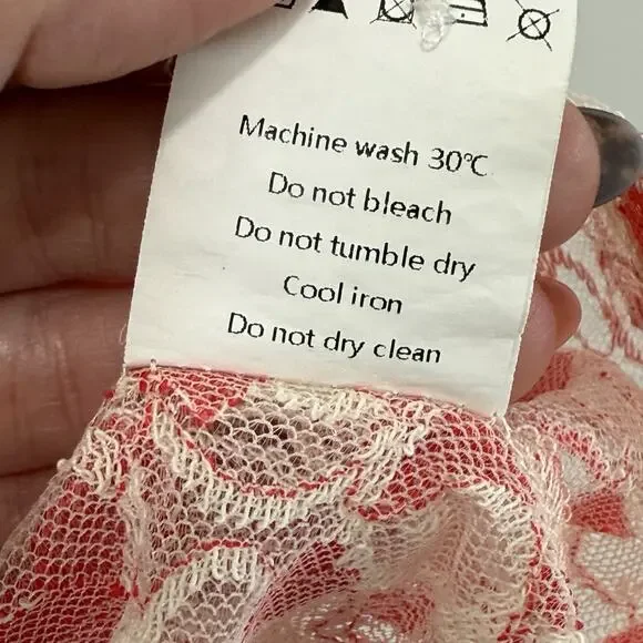 Fairy Heart Ruffle Mock Neck Sheer Mesh Lace Top Sz XL Cottage Prairie Romantic - Picture 10 of 12